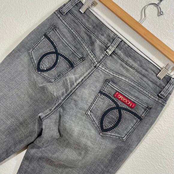 Vintage 80s Sasson Jeans Gray Jeweled Mid Rise Skinny Leg Shuffle 32x33 Size 10 - Picture 8 of 10